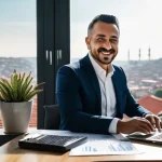 연금 수익 최적화 - **Prompt:** A Turkish person, appearing to be in their late 30s or early 40s, sits confidently at a ...