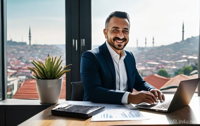 연금 수익 최적화 - **Prompt:** A Turkish person, appearing to be in their late 30s or early 40s, sits confidently at a ...